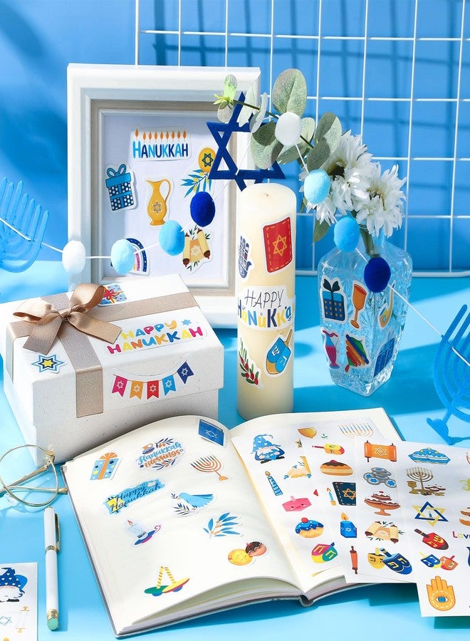 JULMELON 240 PCS Happy Hanukkah Stickers, Assorted Dreidels Menorah Candles Chanukah Stickers for Hanukkah Party Favors Chanukah Gifts Crafts - Image 4